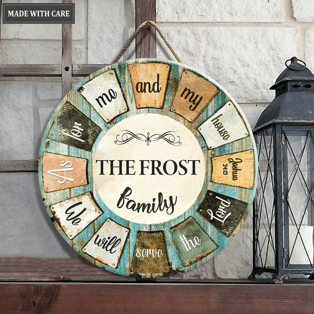 Personalized Serve The Lord Round Rustic Circle Sign