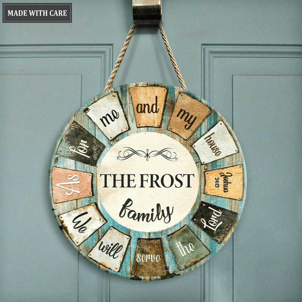 Personalized Serve The Lord Round Rustic Circle Sign