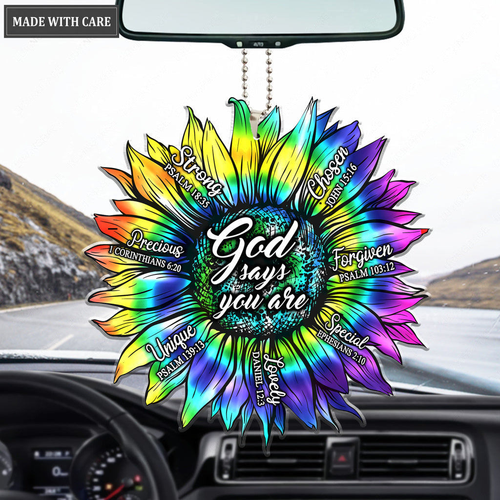 Rainbow Sunflower Tie Dye You Are Ornament