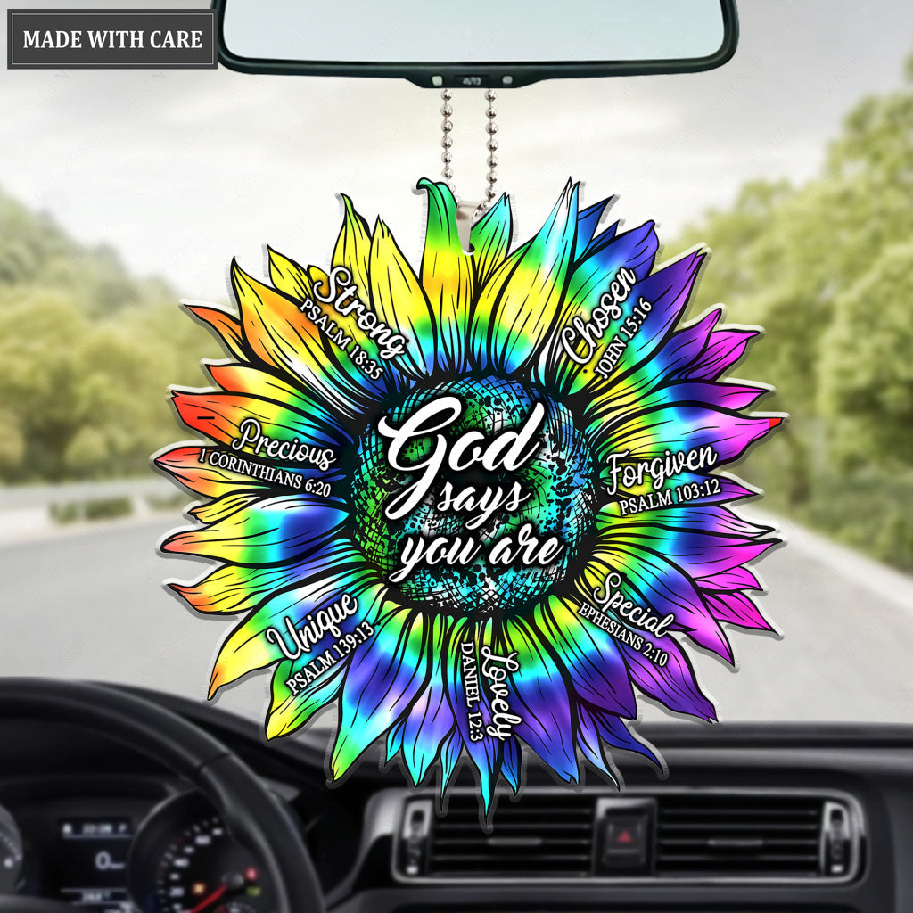 Rainbow Sunflower Tie Dye You Are Ornament