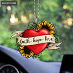 Sunflower Heart Faith Hope Love Ornament