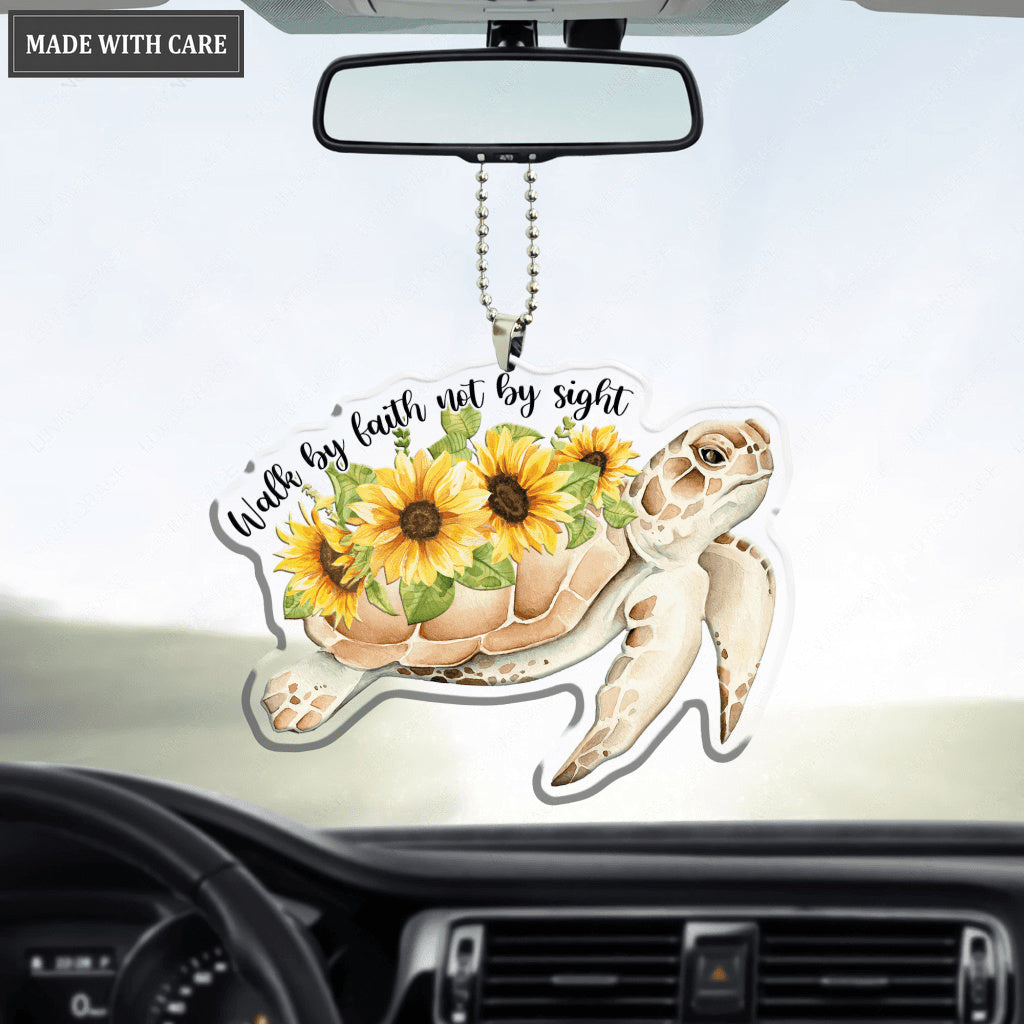 Sunflower Turtle Walk By Faith Ornament