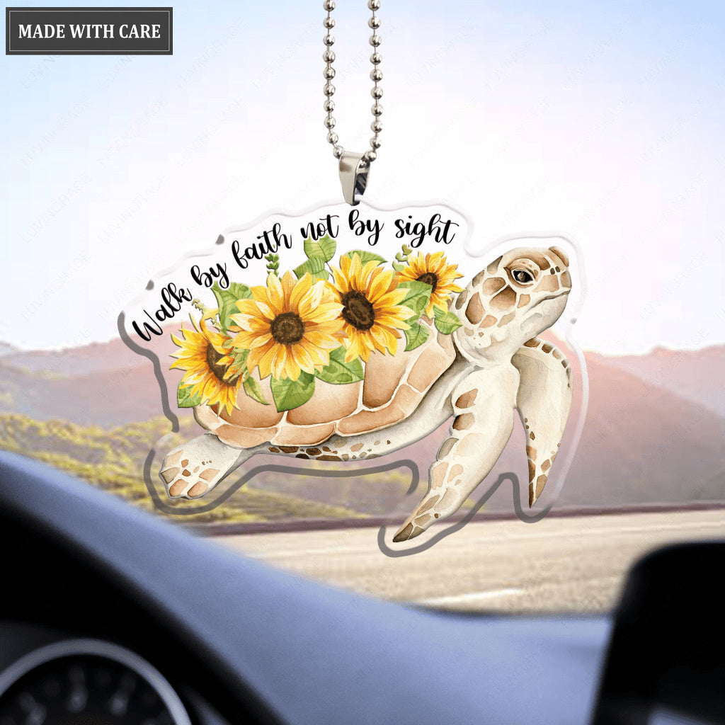 Sunflower Turtle Walk By Faith Ornament