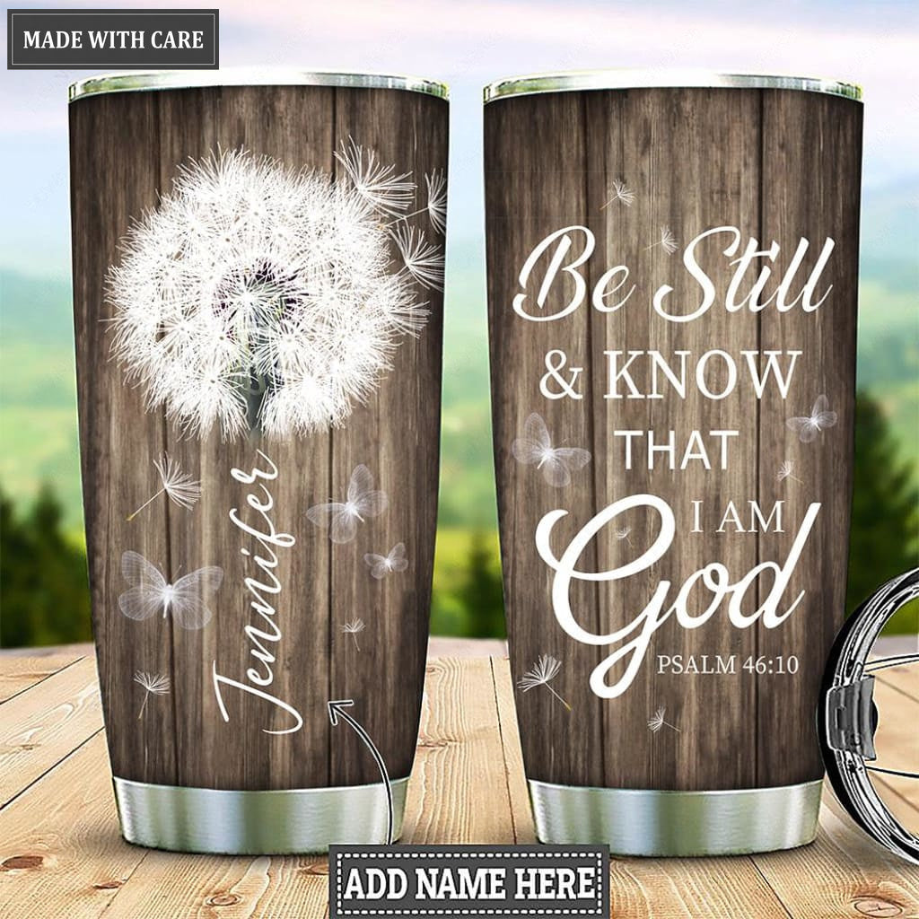 White Dandelion Be Still Personalized Tumbler