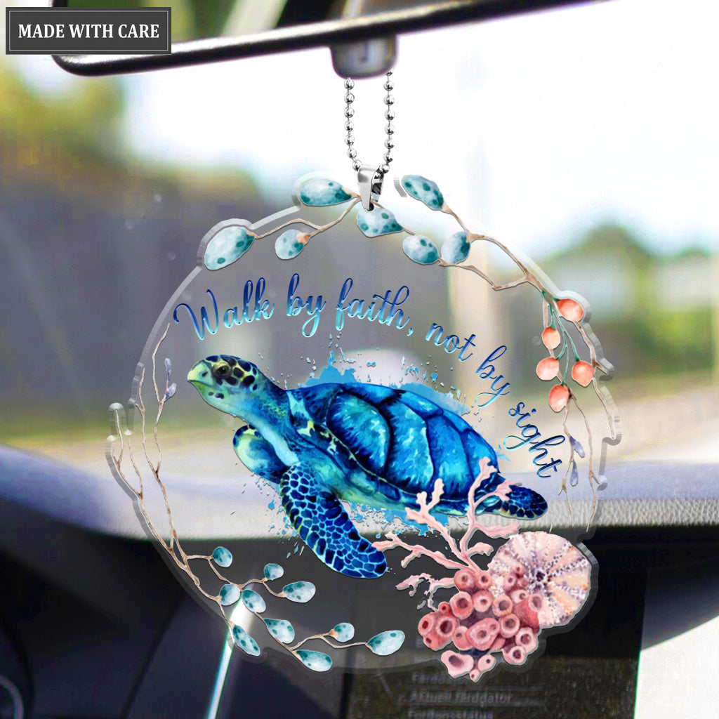 Turtle And Seashells Walk By Faith Not By Sight Ornament