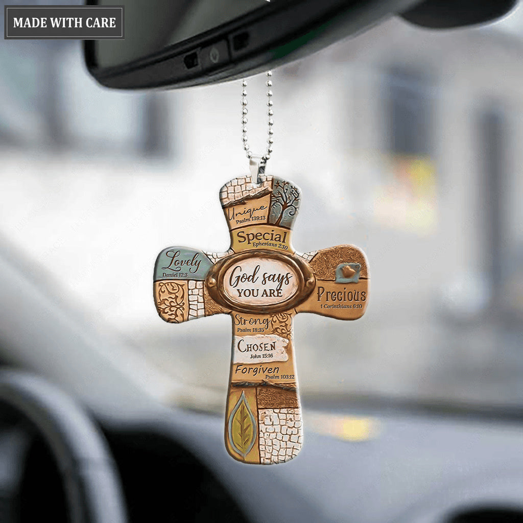 Vintage Cross God Says You Are Unique Ornament