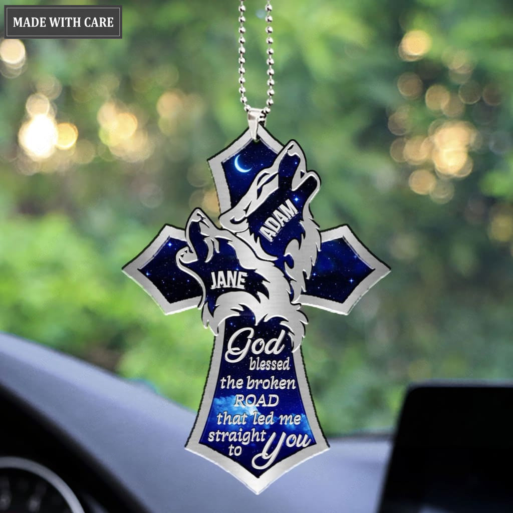 Lunvingrace M09 Wolf Couple God Blessed Personalized Ornament