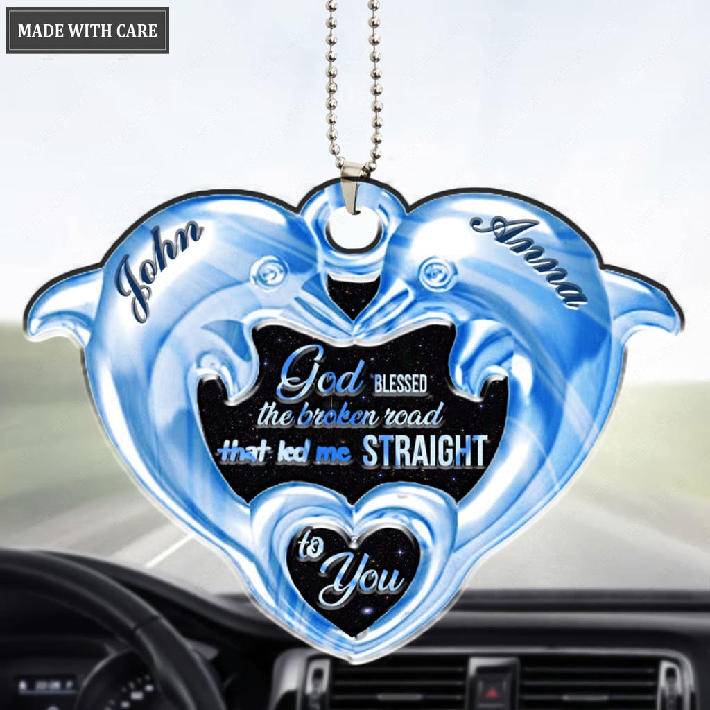 Lunvingrace M10 Dolphin Couple God Blessed Personalized Ornament