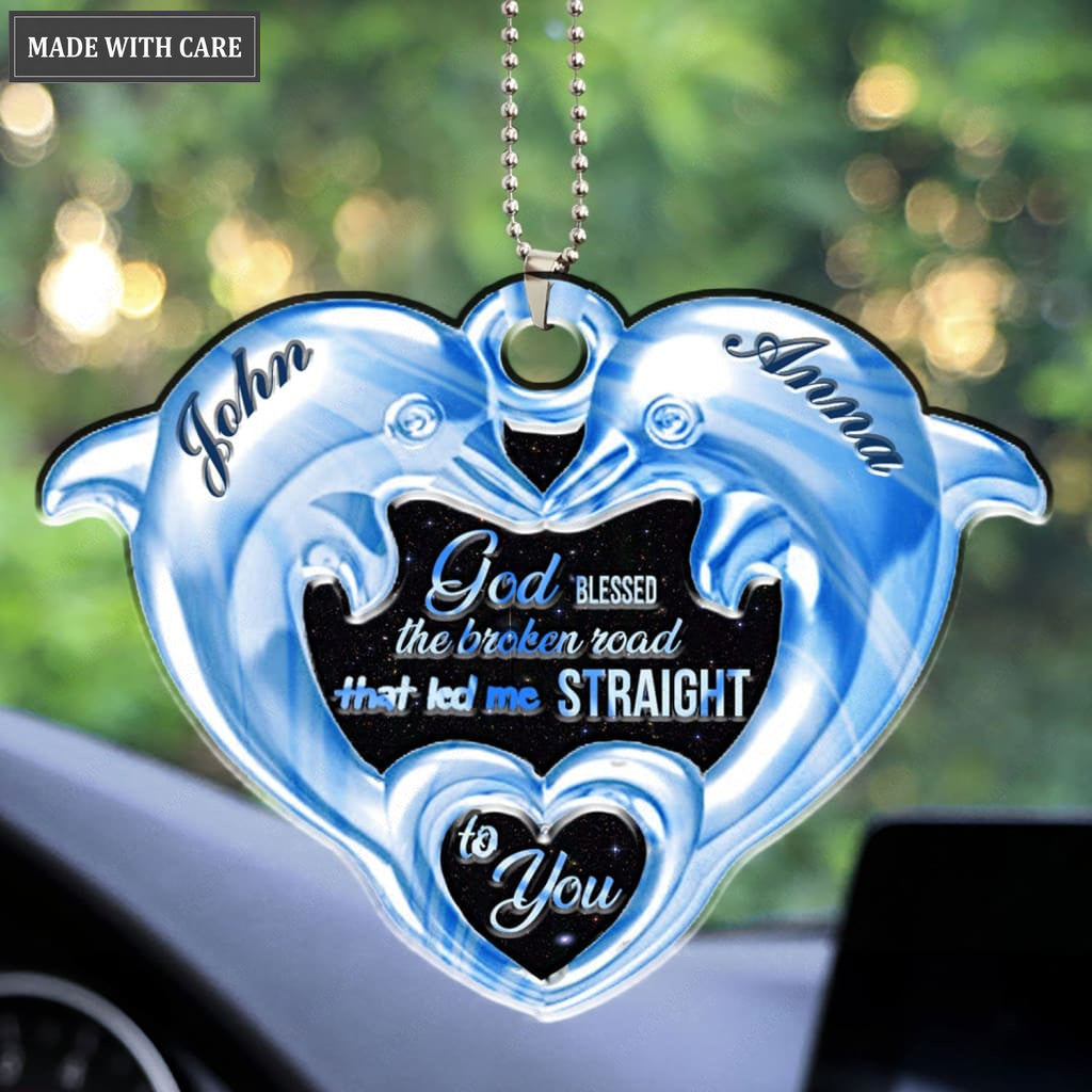 Lunvingrace M10 Dolphin Couple God Blessed Personalized Ornament