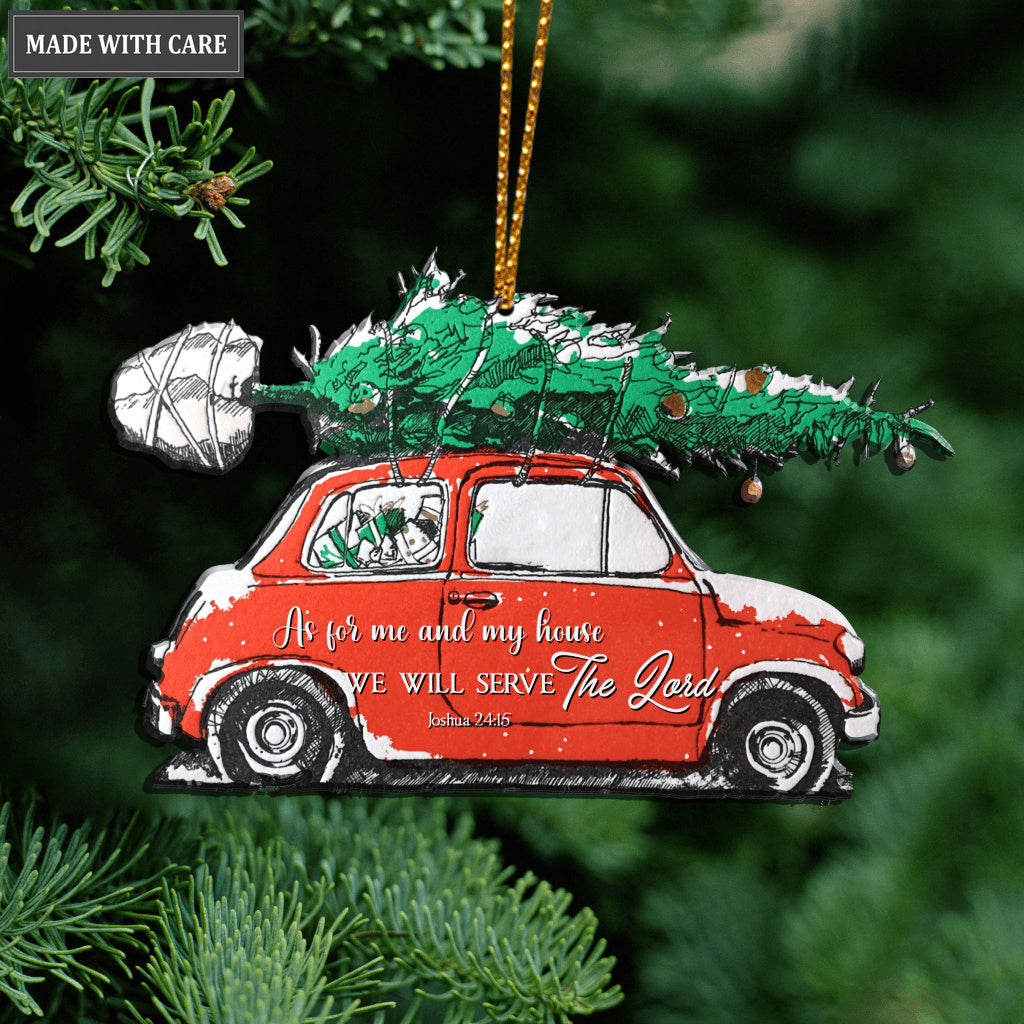 Car And Christmas Tree Serve The Lord Ornament