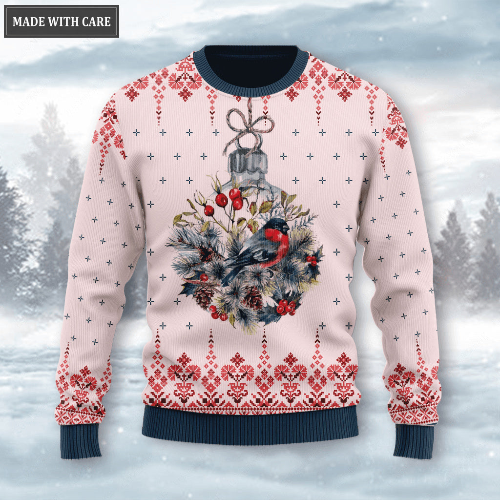 Christmas Cardinal Floral Wool Knitted Pattern I Am Always Be With You Ugly Sweater