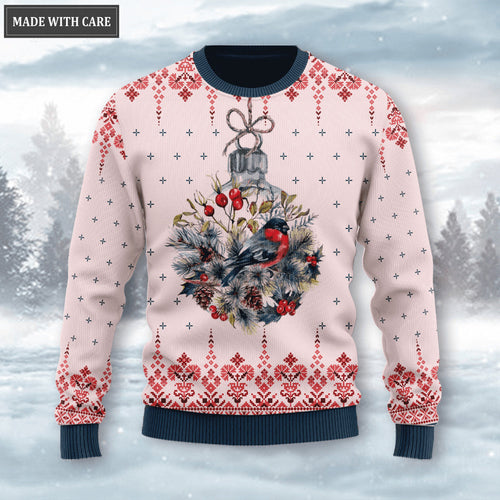 Christmas Cardinal Floral Wool Knitted Pattern I Am Always Be With You Ugly Sweater