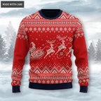 Red Christmas Santa Reindeer Wool Knitted Pattern Ugly Sweater