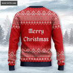 Red Christmas Santa Reindeer Wool Knitted Pattern Ugly Sweater