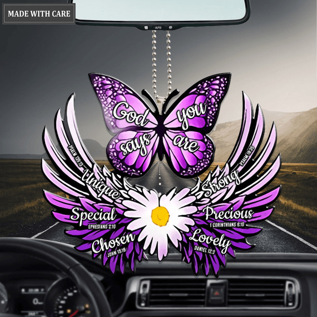 Daisy Purple Butterfly Wings God Says You Are Ornament
