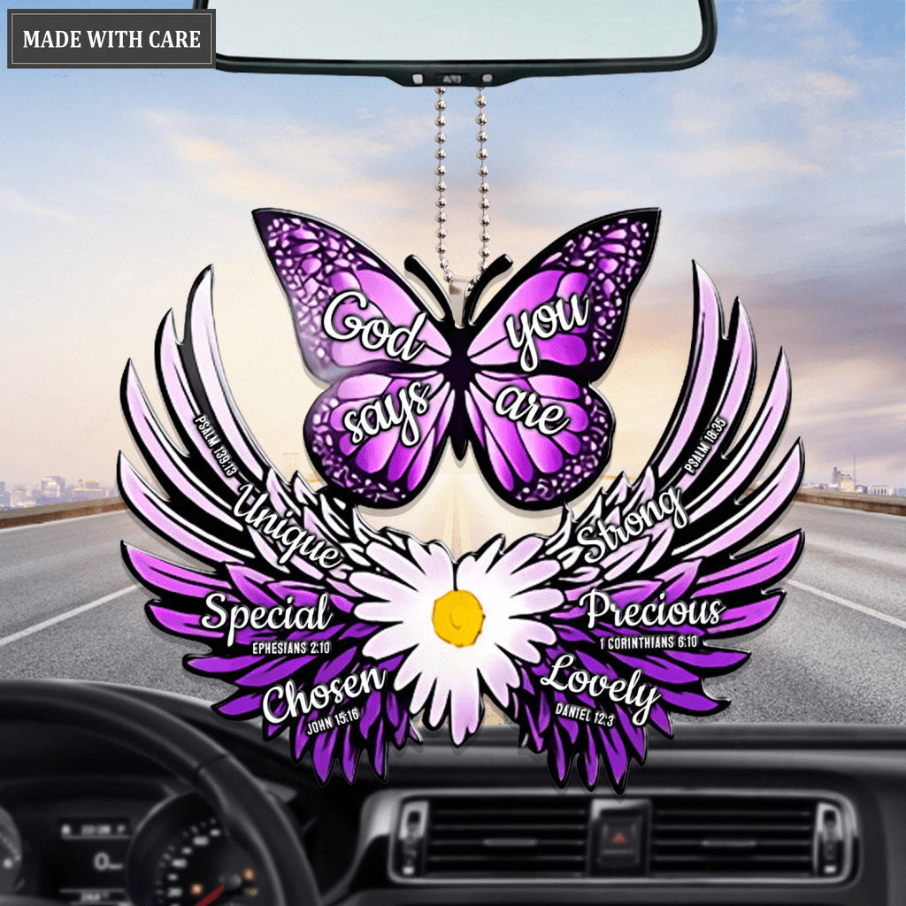 Daisy Purple Butterfly Wings God Says You Are Ornament