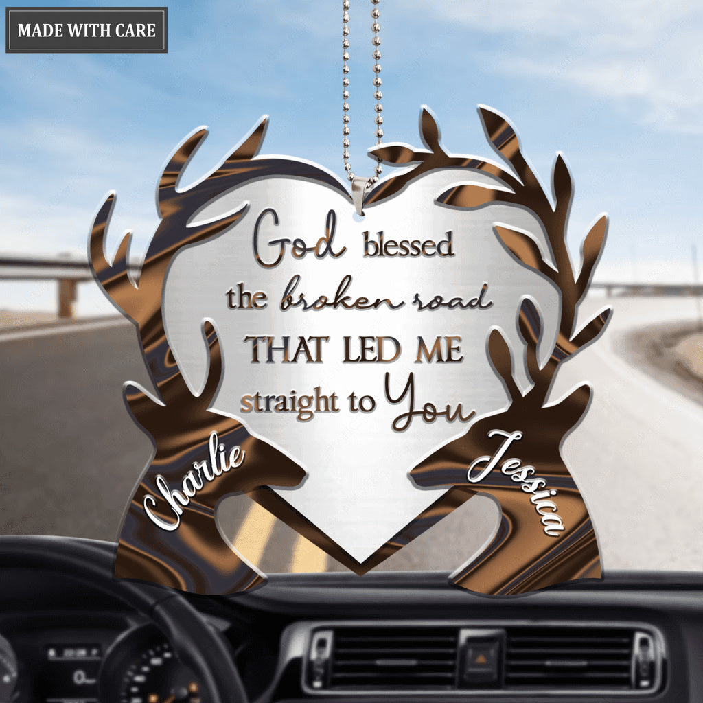 Buck And Doe With Heart God Blessed Personalized Ornament