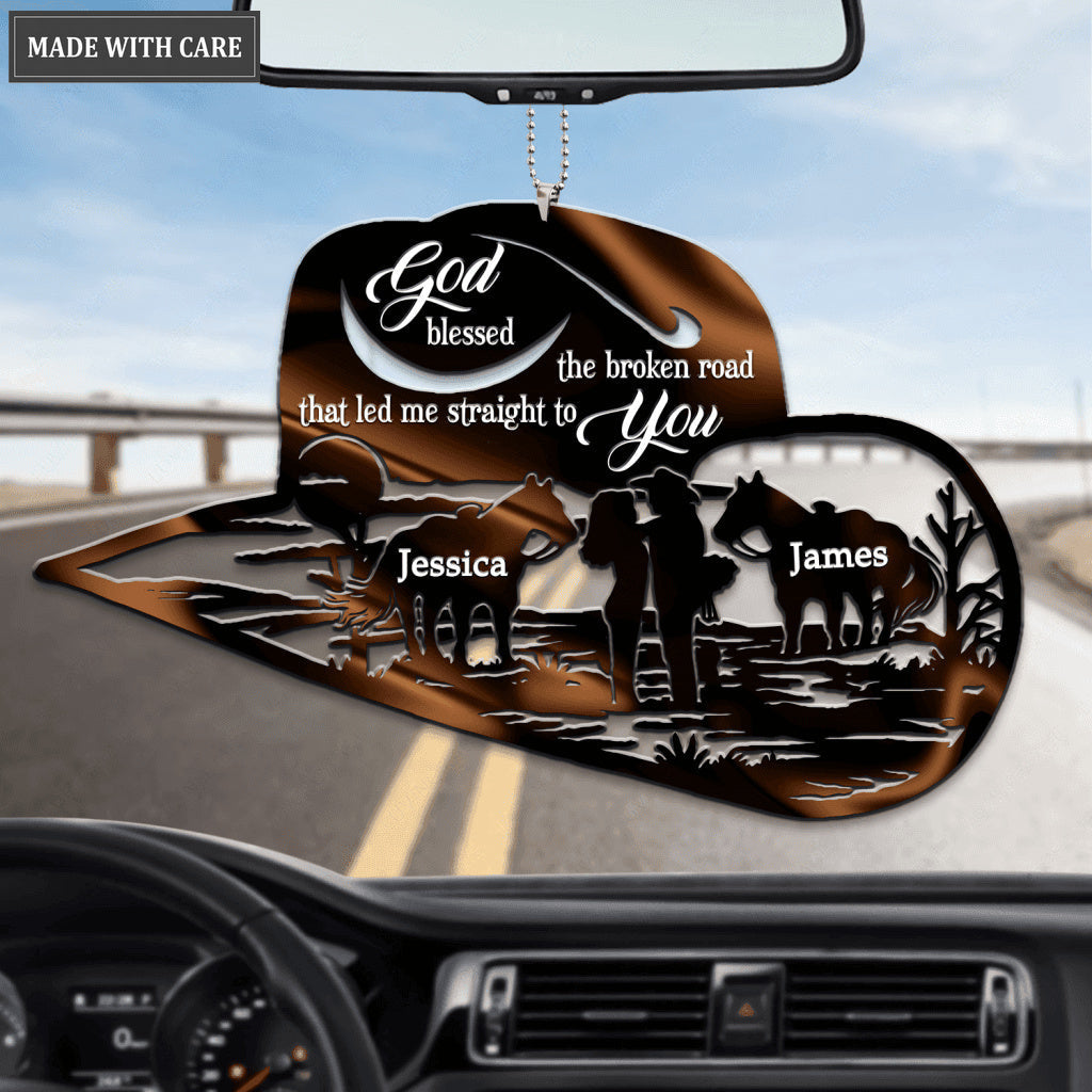 Cowboy Hat For Couple God Blessed Personalized Ornament