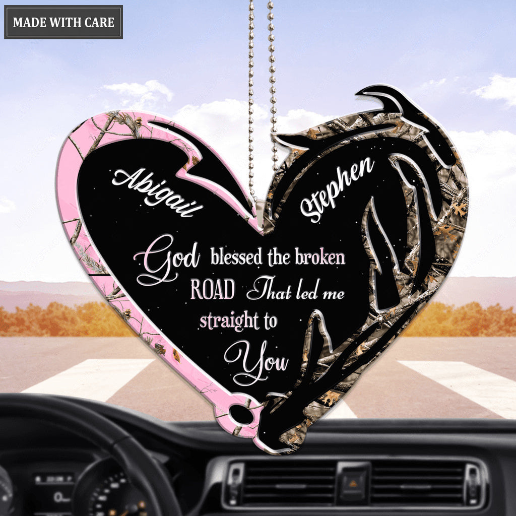 Hook And Antler Heart God Blessed Personalized Ornament