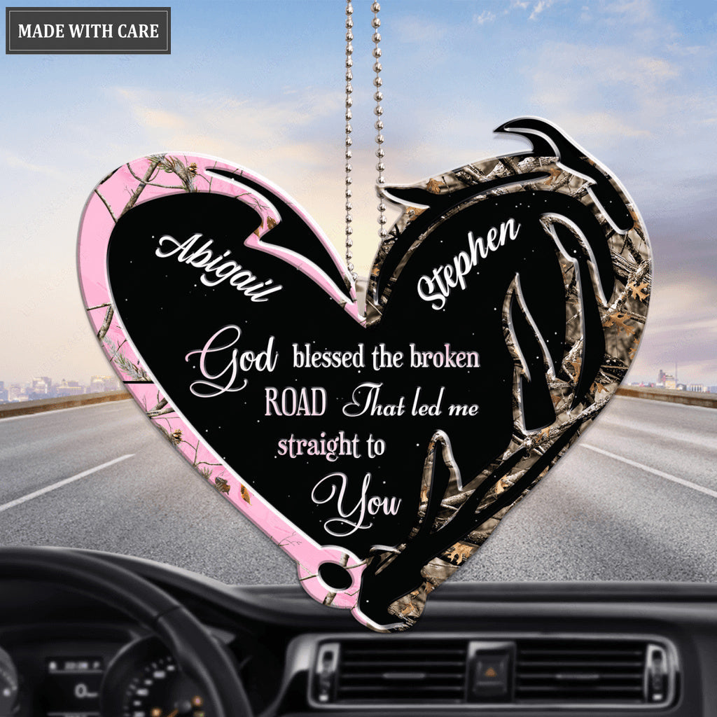 Hook And Antler Heart God Blessed Personalized Ornament