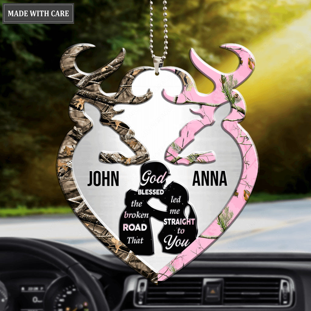 Silhouette Buck and Doe God Blessed Personalized Ornament