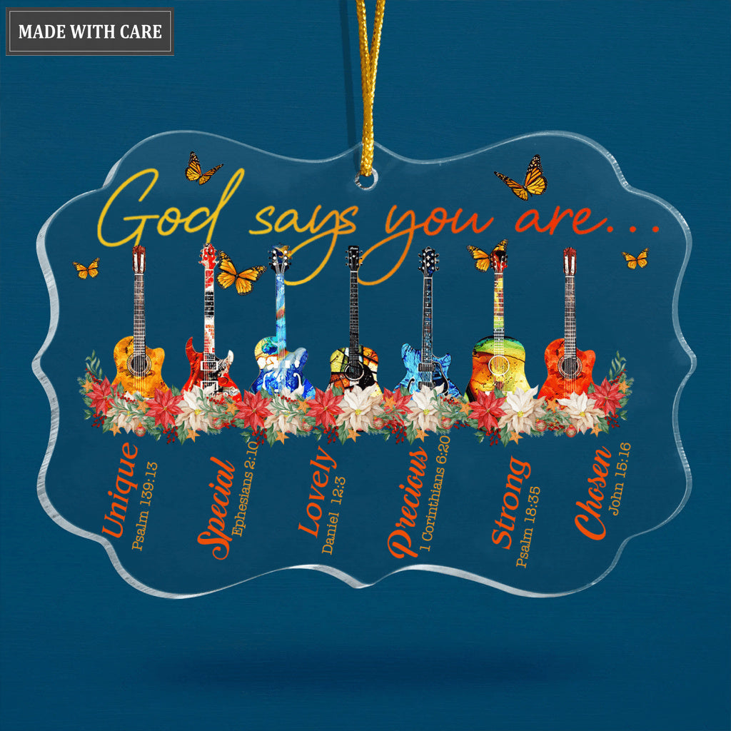 Guitars Butterfly God Says You Are Transparent Ornament