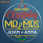 Our First Christmas As Mr And Mrs Couple Personalized Transparent Ornament