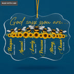 Sunflower Bee God Says You Are Transparent Ornament
