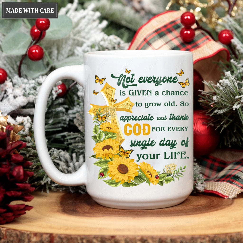 Sunflower Cross Butterfly Thank God Everyday Mug
