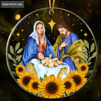Sunflower Native Scene Christmas Holy Night Transparent Ornament