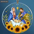 Sunflower Native Scene Christmas Holy Night Transparent Ornament