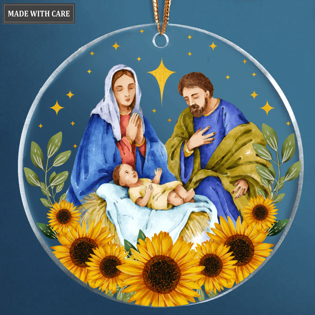 Sunflower Native Scene Christmas Holy Night Transparent Ornament