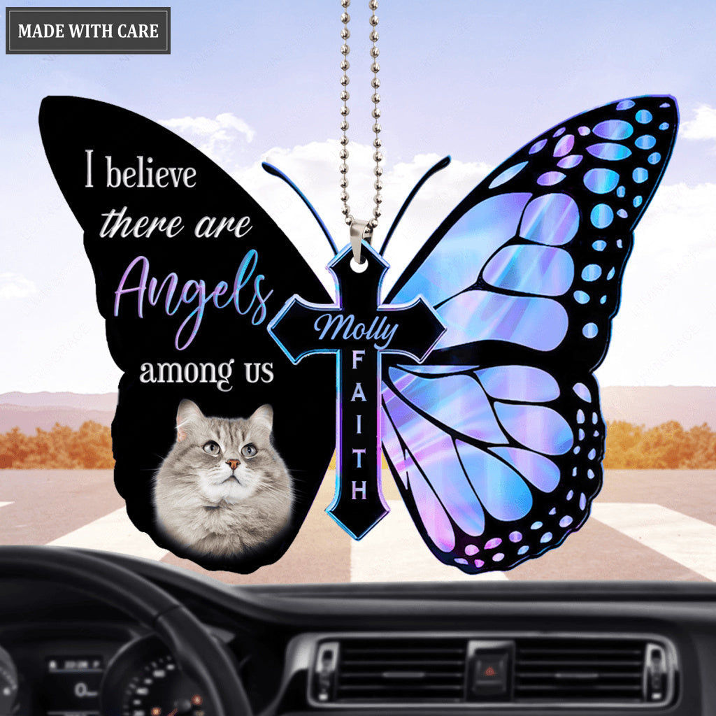Cat Angels Among Us Memorial Personalized Ornament