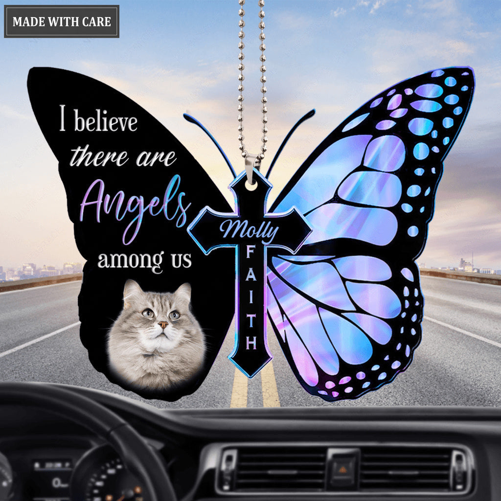 Cat Angels Among Us Memorial Personalized Ornament