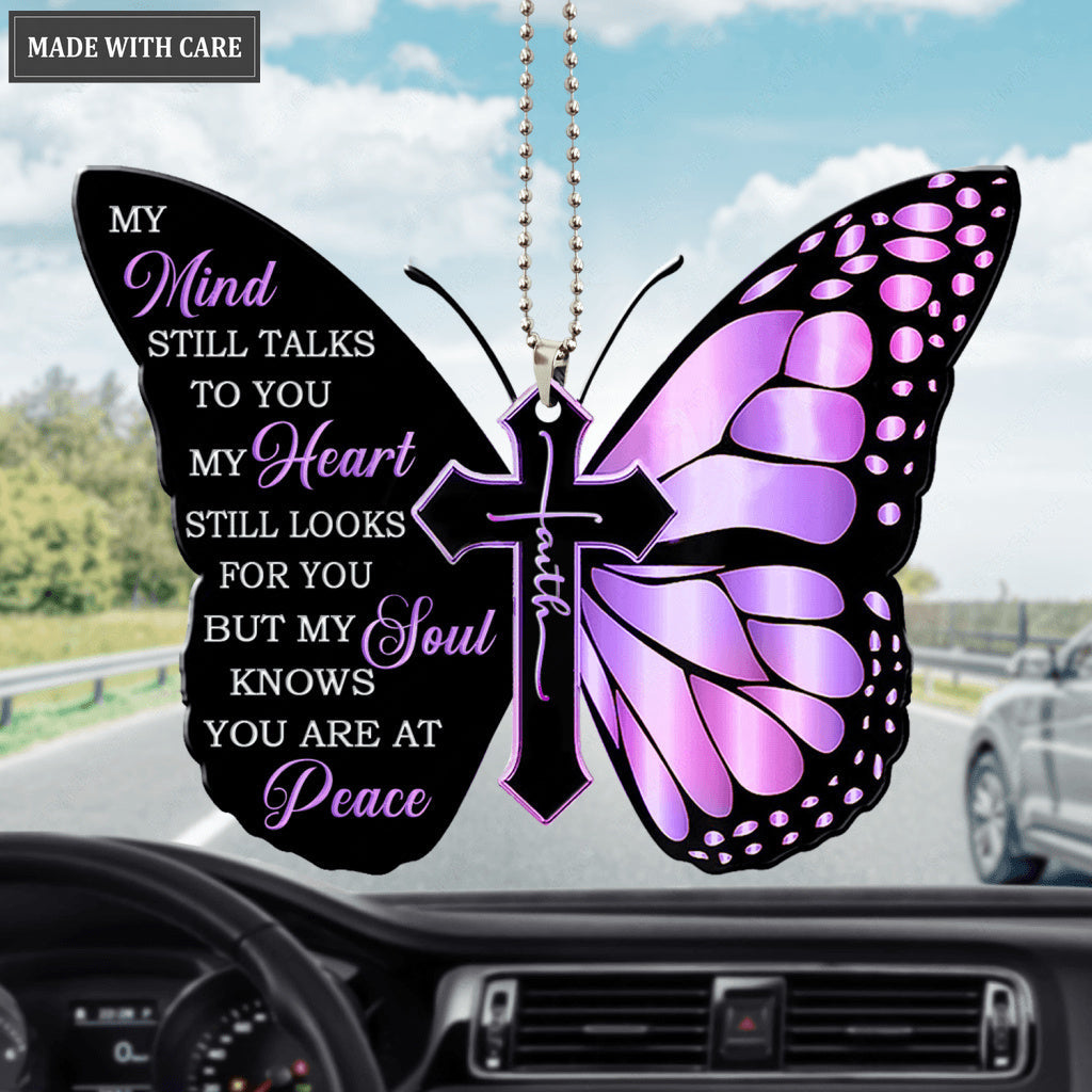 Purple Butterfly My Mind My Heart My Soul Ornament