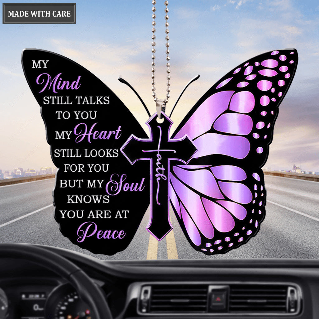Purple Butterfly My Mind My Heart My Soul Ornament