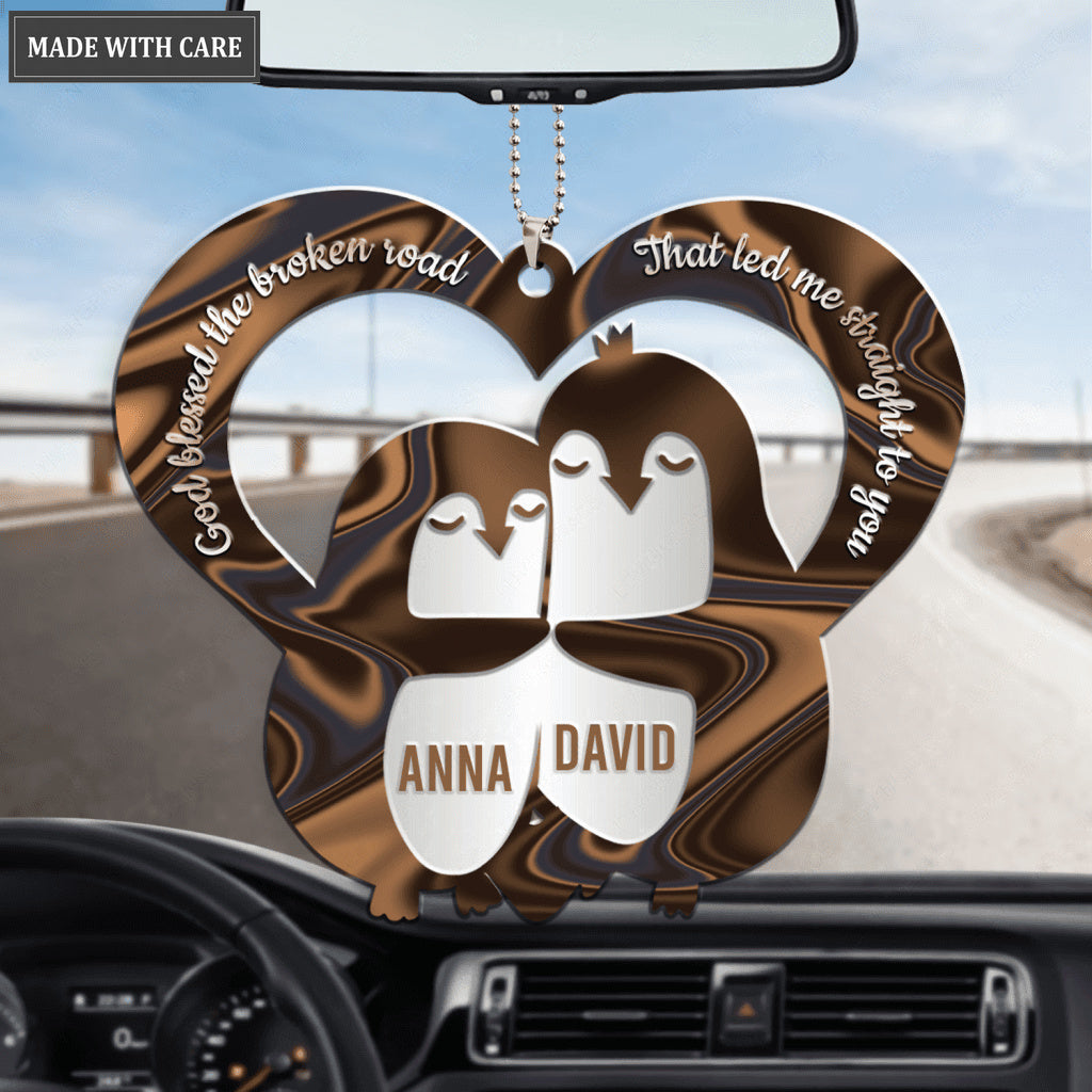 Personalized Hologram Penguin Couple God Blessed Ornament