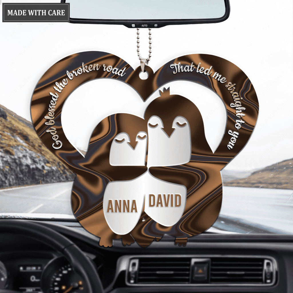 Personalized Hologram Penguin Couple God Blessed Ornament