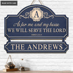 Personalized Serve The Lord Family Home Shaped Wood Sign