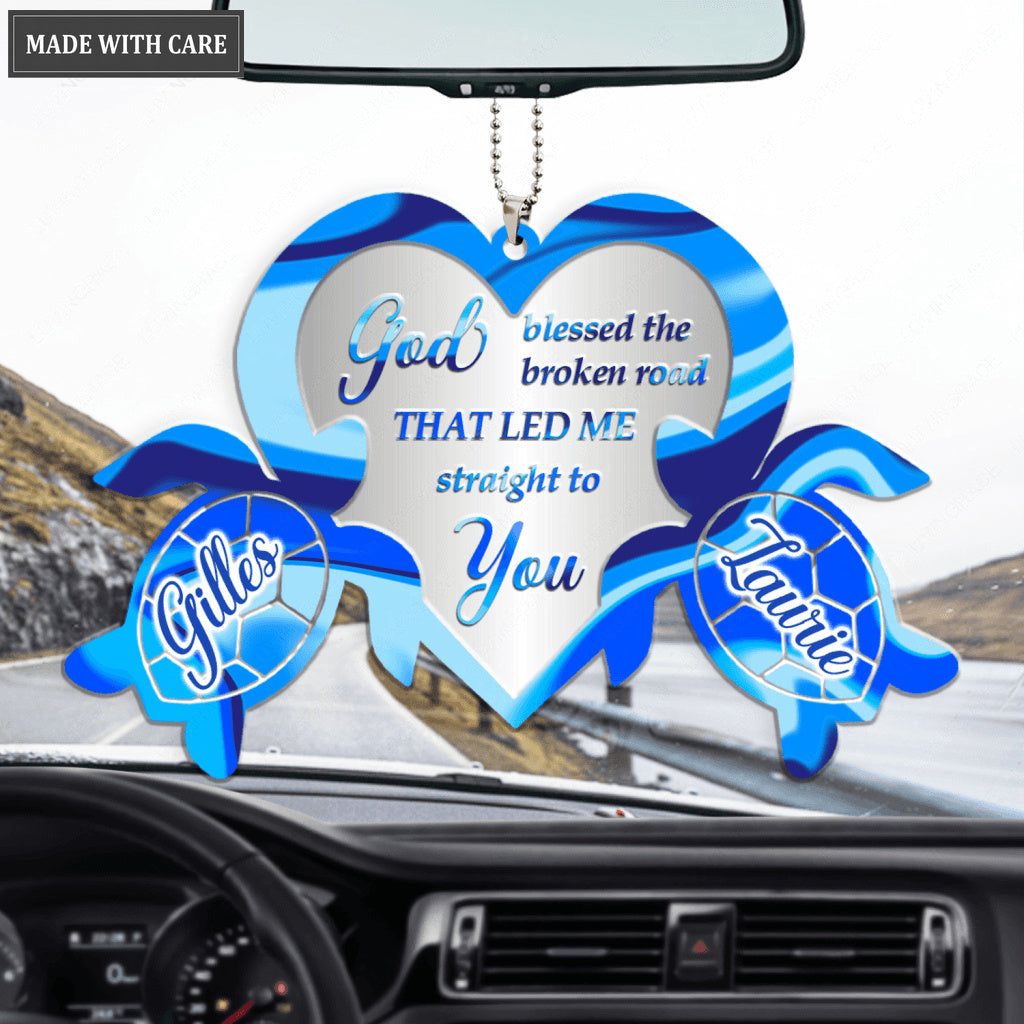 Sea Turtle Couple With Heart God Blessed Personalized Ornament