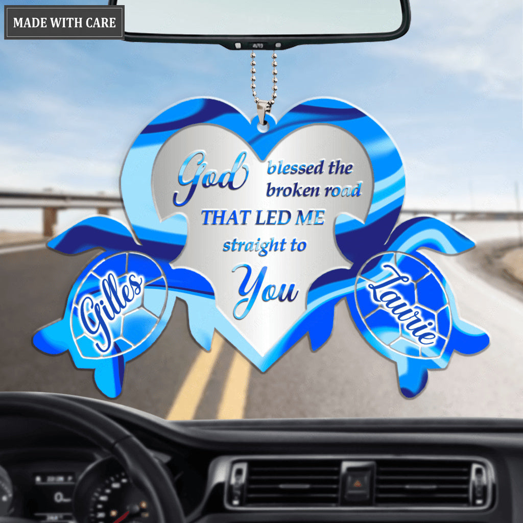 Sea Turtle Couple With Heart God Blessed Personalized Ornament