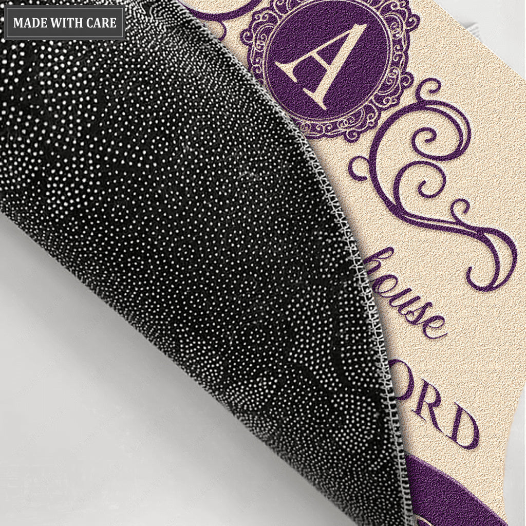 We Will Serve The Lord Purple And Tan Personalized Doormat