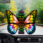 God Says You Are Cross Rainbow Butterfly Christian Ornament