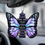 God Says You Are Cross Rainbow Butterfly Christian Ornament