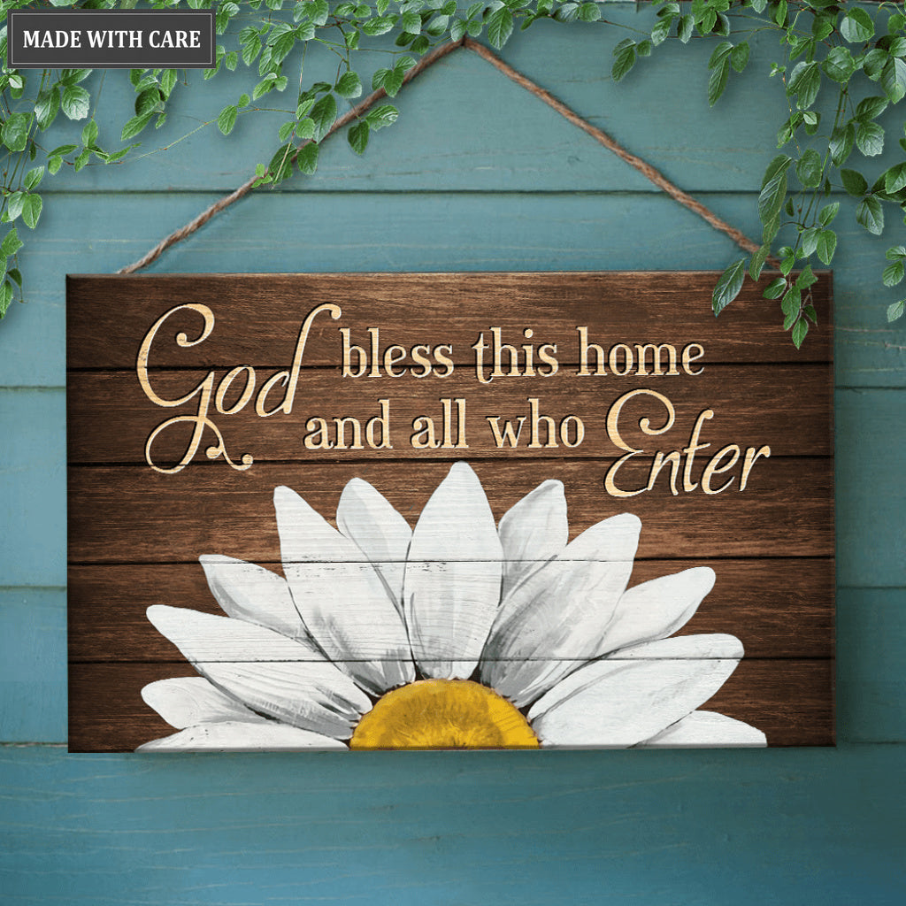 Bless This Home Wood Rectangle Sign