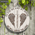 Personalized Wings And Sword Serve The Lord WOod Circle Sign