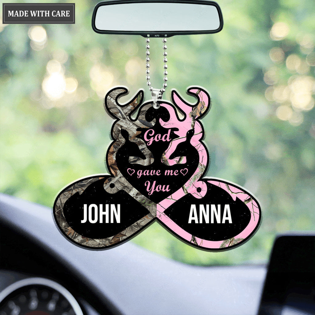 Personalized Buck And Doe Heart God Gave Me You Ornament