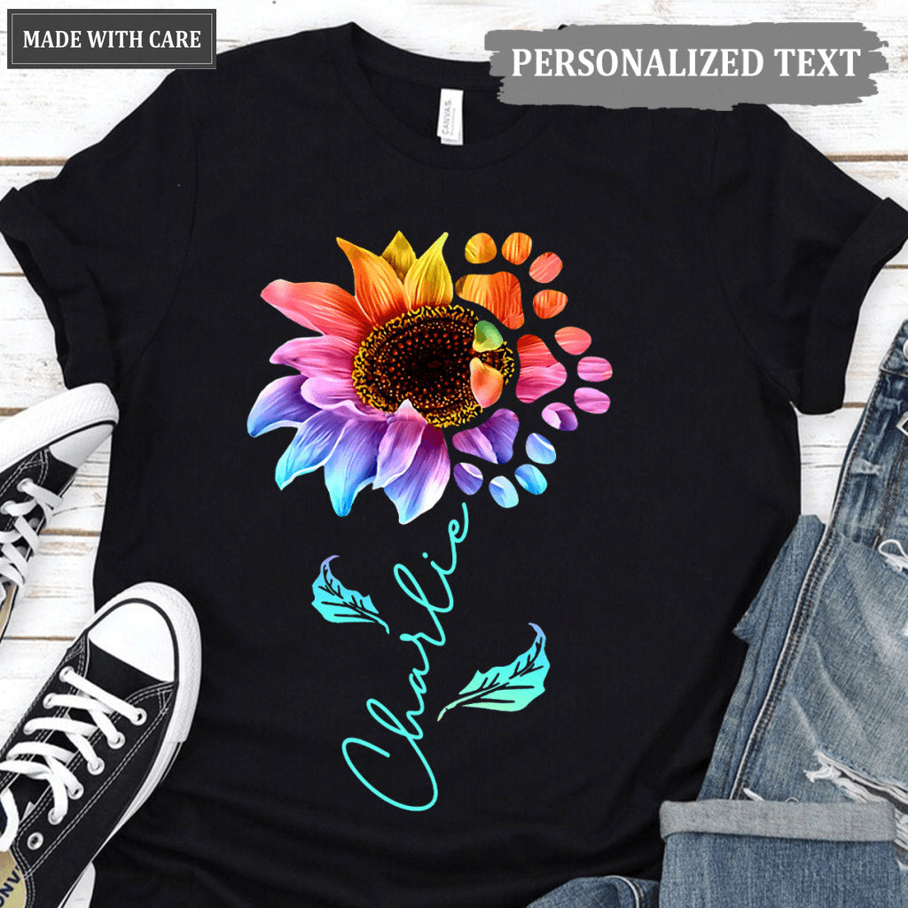 Rainbow Dog Sunflower - Personalized Custom Unisex T-Shirt/Hoodie