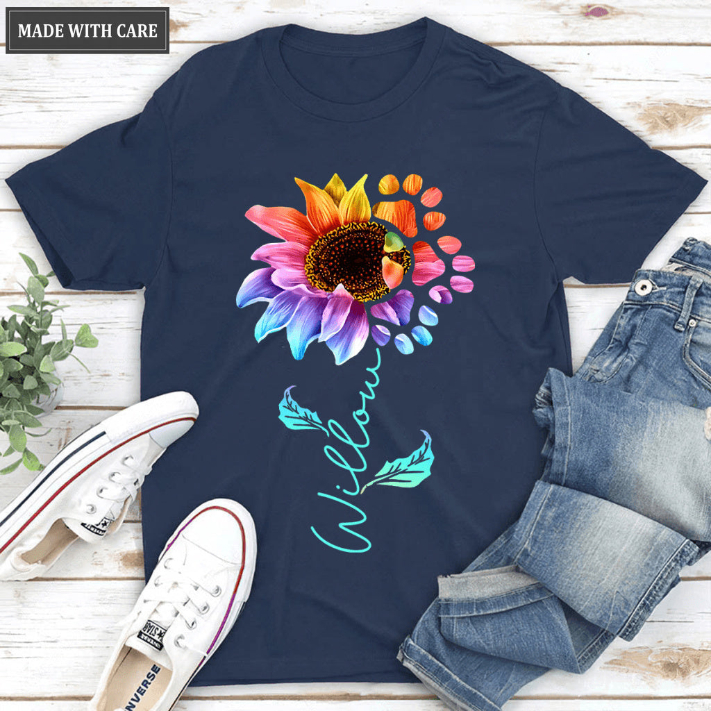 Rainbow Dog Sunflower - Personalized Custom Unisex T-Shirt/Hoodie