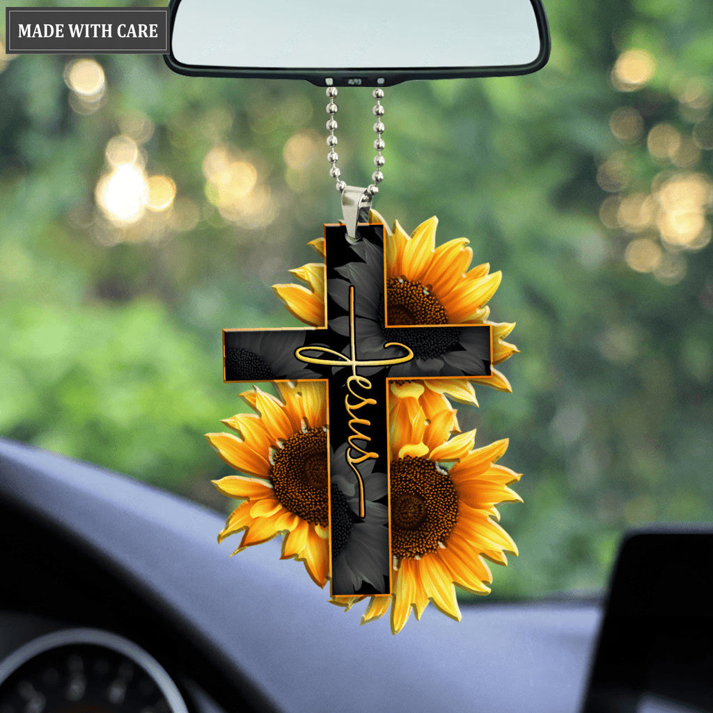 Jesus Cross Sunflower Ornament